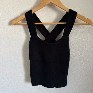Abercrombie & Fitch Ribbed Knit Criss Cross Back Tank Top Black Size Small
